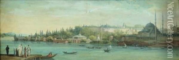 Vue De Constantinople Oil Painting - Jean-Baptiste Hilaire