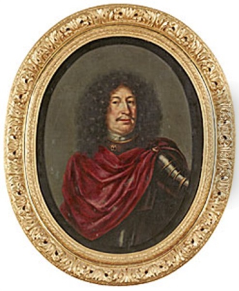 Portratt Av Faltherre I Rustning Och Allongeperuk Oil Painting - Martin (Martinus I) Mytens