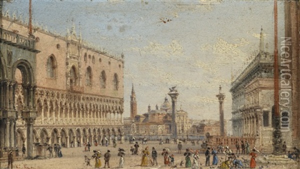 Blick Auf Die Piazza San Marco Oil Painting - Giovanni Grubas