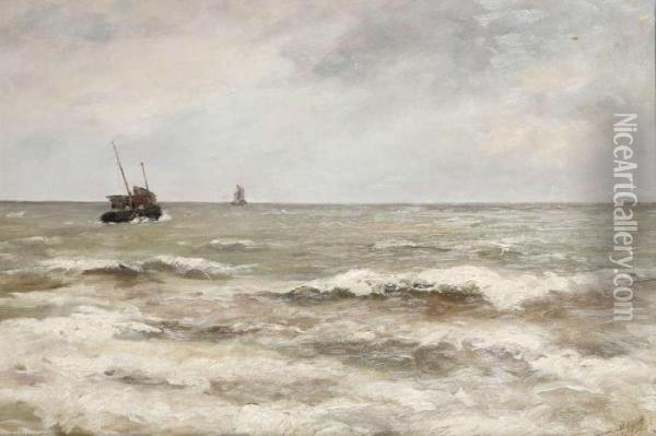 La Mer Du Nord Temps Gris Oil Painting - Romain Steppe