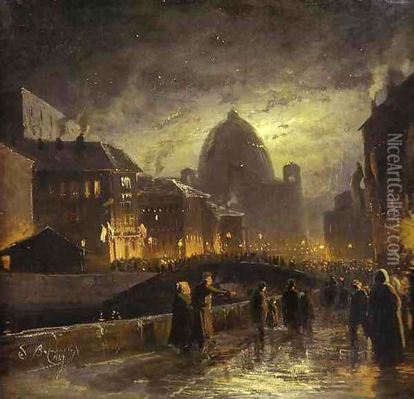 Illumination in St. Petersburg. 1869 Oil Painting - Feodor Alexandrovich Vasilyev