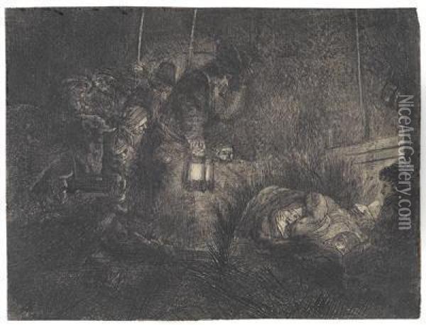 Die Anbetung Der Hirten Bei Laternenschein Oil Painting - Rembrandt Van Rijn