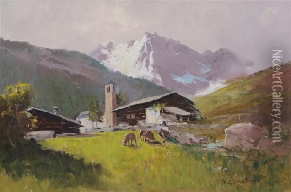 Paesaggio Montano Oil Painting - Alessandro Barbieri