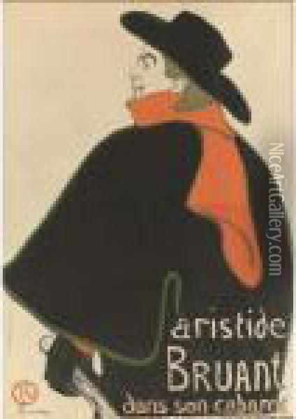 Aristide Bruant Dans Son Cabaret (d. 348; A. 15; Adr. 12; W. P9) Oil Painting - Henri De Toulouse-Lautrec