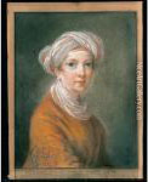 Ritratto Di Giovane Donna Con Turbante, Probabilmente Un Ritratto Dell'artista Oil Painting - Elisabeth Vigee-Lebrun