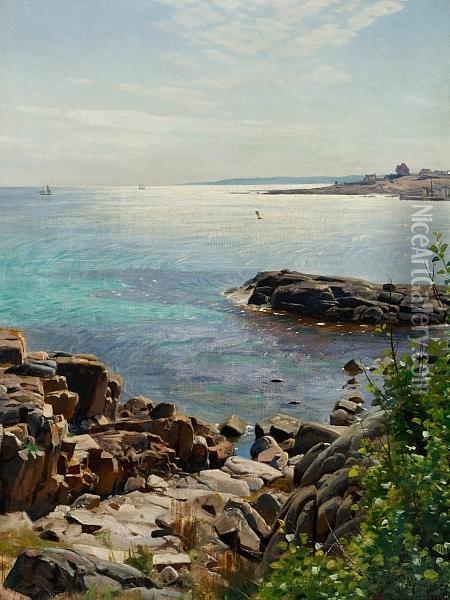 From The Coast Of Bornholm Oil Painting - Peder Mork Monsted