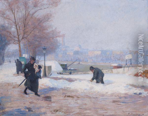 La Neige Au Pont De L'alma Oil Painting - Albert Marie Adolphe Dagnaux