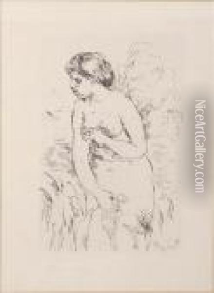 Baigneusedebout, A Mi-jambes Oil Painting - Pierre Auguste Renoir