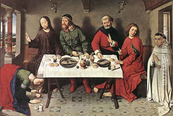 Christ in the House of Simon 1440s Oil Painting - Dieric the Elder Bouts