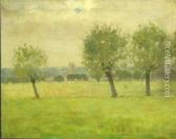 Green Meadow Oil Painting - Theodore Wores