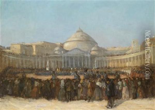 Military Paradein Front Of The Pantheon Oil Painting - Victor Amedee Faure