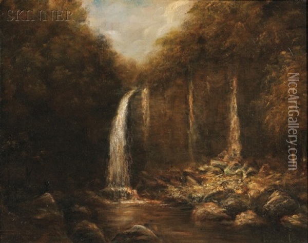 Woodland Falls Oil Painting - Edward B. Gay