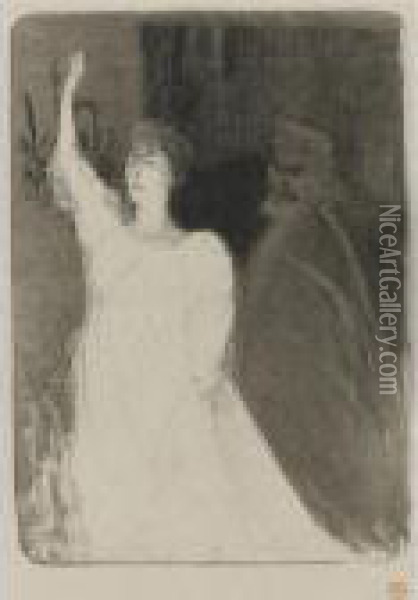 Bartet Et Mounet-sully Dans Antigone (delteil 53; Wittrock 45; Adriani 41) Oil Painting - Henri De Toulouse-Lautrec