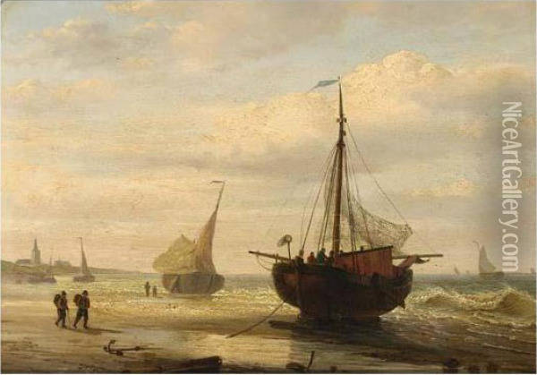 Bomschuit On The Beach Oil Painting - Willem Jun Gruyter