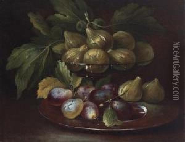 A Still Life Of Figs Oil Painting - Carlo Manieri