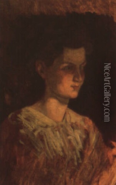 Portrait De Femme Oil Painting - Henry Bouvet