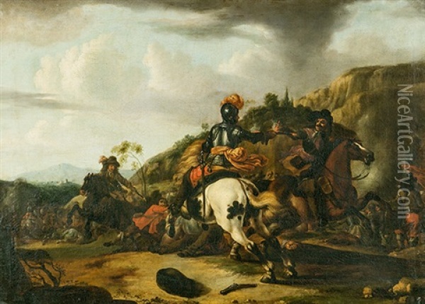 Die Reiterschlacht Oil Painting - Georg Philipp Rugendas the Elder