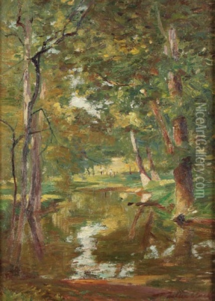 Forest Stream Oil Painting - Walter Clark