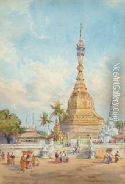 View Of A Southeast Asian Temple Oil Painting - Conrad H.R. Carelli