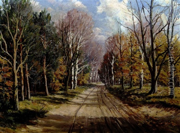 Herbstliche Waldlandschaft Oil Painting - Alexandr Vladimirovich Makovsky