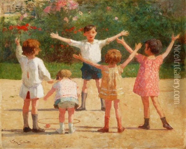Spielende Kinder Oil Painting - Victor Gabriel Gilbert