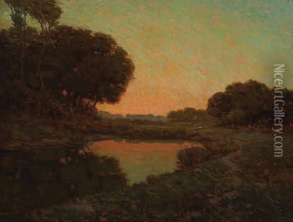 Sunlight Over The Marsh Oil Painting - Granville Redmond