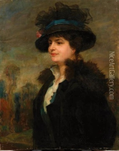 Elegante Au Chapeau Oil Painting - Jules Alexandre Gruen