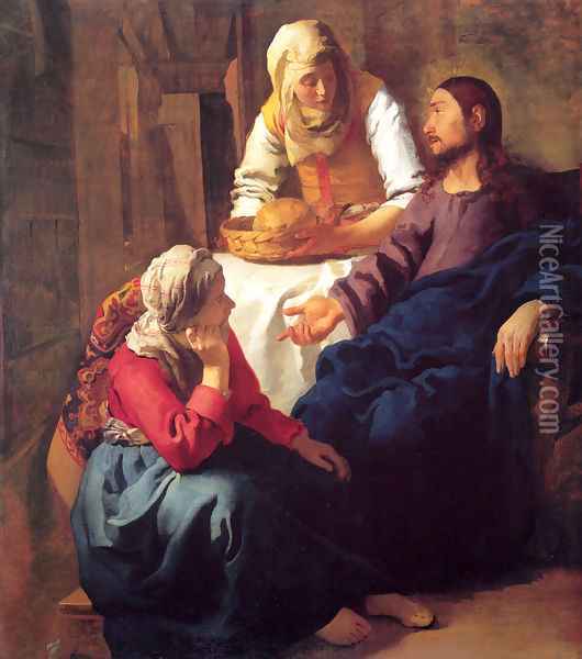 Christ in the House of Martha and Mary 1654-55 Oil Painting - Jan Vermeer Van Delft