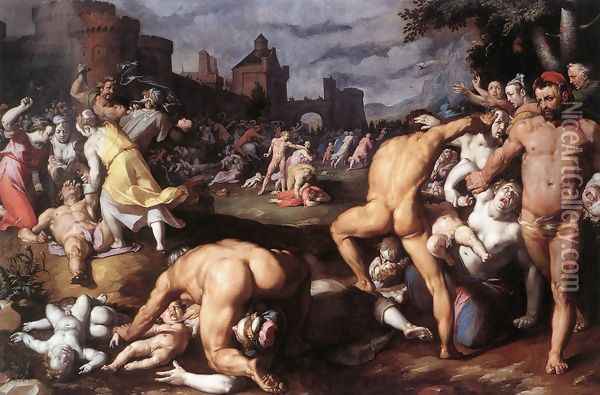 Massacre of the Innocents 1590 Oil Painting - Cornelis Cornelisz Van Haarlem