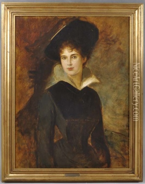 Bildnis Maria Magdalena Von Montgelas, Geborene Peterson, Im Alter Von 17 Jahren Oil Painting - Franz Seraph von Lenbach