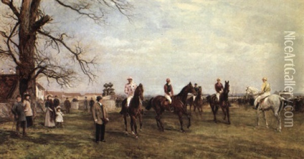 The Start Of The Catterick Steeplechase-1894 Oil Painting - Heywood Hardy