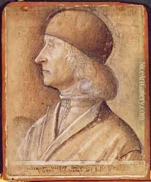 Portrait of Giovanni Bellini (1430-1516) formerly attributed to Carpaccio Oil Painting - Vittore Belliniano
