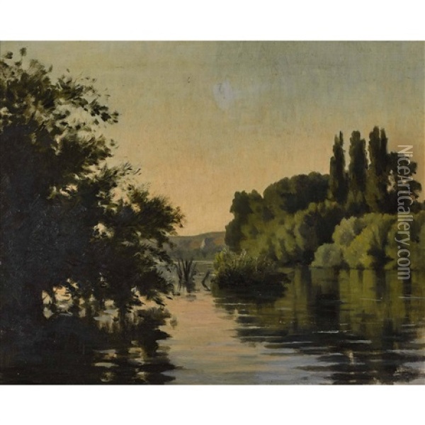 Sommerliche Flusslandschaft Oil Painting - Barthelemy Menn