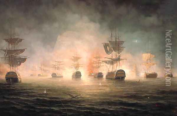 The Bombardment of Algiers, 1816 Oil Painting - James Hardy Jnr