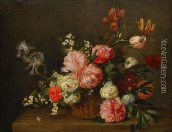 Blomsterstilleben Oil Painting - Nicolas Van Veerendael