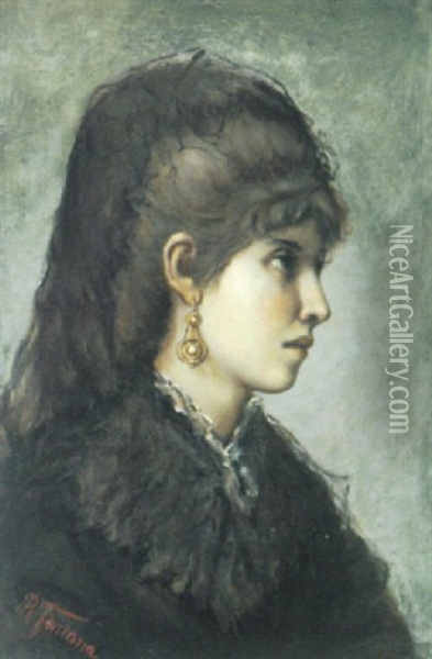 Portrait Eines Jungen Madchens Im Profil Von Rechts Oil Painting - Roberto Fontana