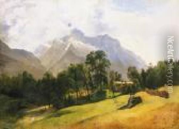 Landscape In The Alps Oil Painting - Friedrich Gauermann