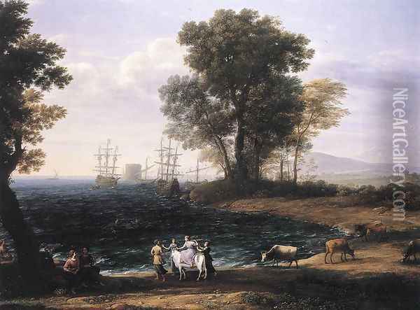 Coast Scene with the Rape of Europa 1667 Oil Painting - Claude Lorrain (Gellee)