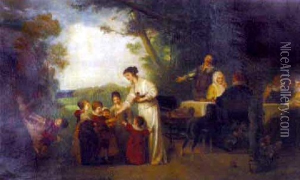 Familie Im Garten Oil Painting - Friedrich August von Kaulbach