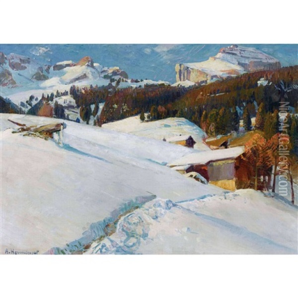 Paysage De Montagne Oil Painting - Jacques Elie Abraham Hermanjat