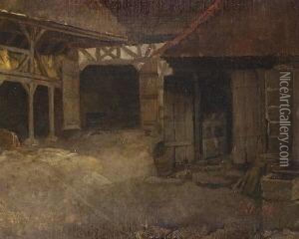 Frankischer Bauernhof In
 Pinzberg Oil Painting - Johann Sperl