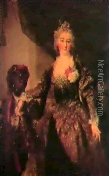 Madamme De Soucarieres Et Son Serviteur Noir Oil Painting - Nicolas de Largilliere
