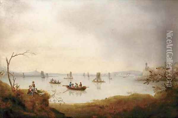 Sailing on the lake Oil Painting - English School