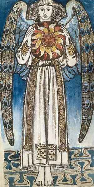 An Angel holding the sun Oil Painting - William Morris