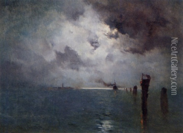 The Venetian Lagoon At Night Oil Painting - Marie Joseph Leon Clavel