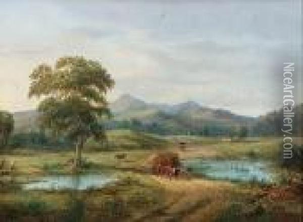 Rural Scene With Dray Oil Painting - Henry C. Gritten