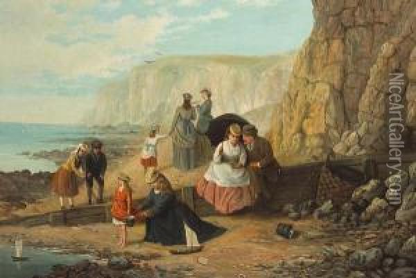 A Beach Scene At Dover Oil Painting - William Bell Scott
