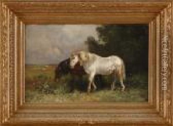 Pferde Auf Der Weide. Oil Painting - Henry Schouten