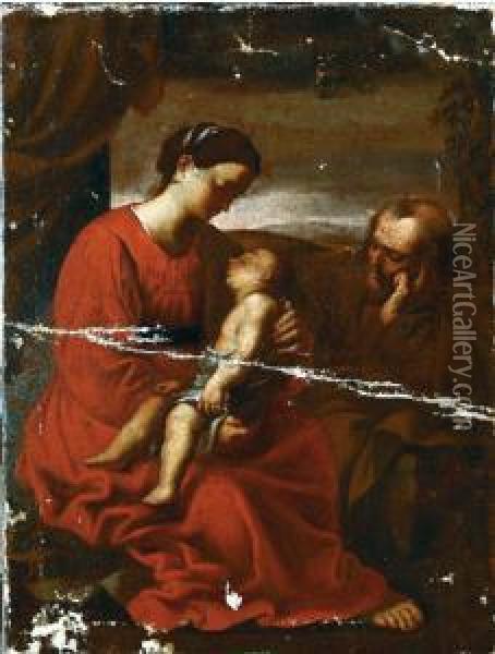 La Sainte Famille. Oil Painting - Simone Cantarini Il Pesarese