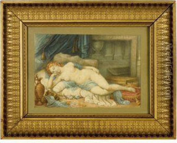 Dormant Female Nude Oil Painting - Johann Baptist Ii Lampi